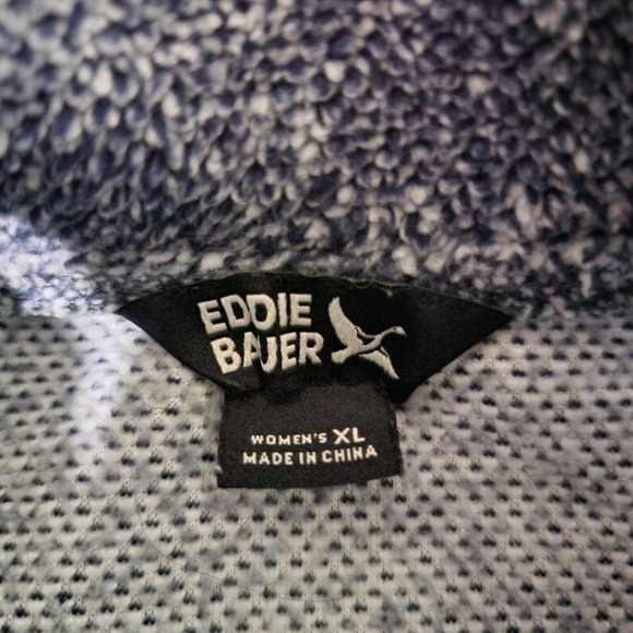 Eddie Bauer Women's‎ Fleece Button Front Sweatshirt XL Blue Hiking Outdoors - Picture 5 of 8